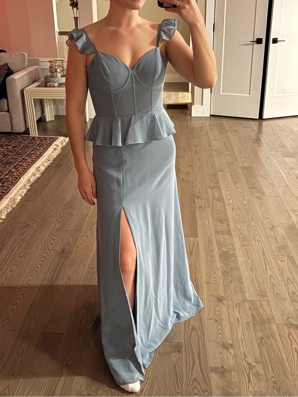 Revelry French Blue Bridesmaids Dress. FRESHLY DRY CLEANED